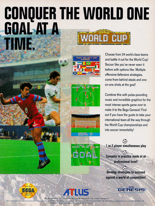 Play Genesis Tecmo World Cup '92 (Japan) Online in your browser