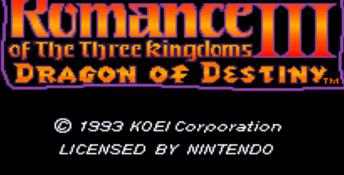 Romance of the Three Kingdoms III: Dragon of Destiny SNES Screenshot