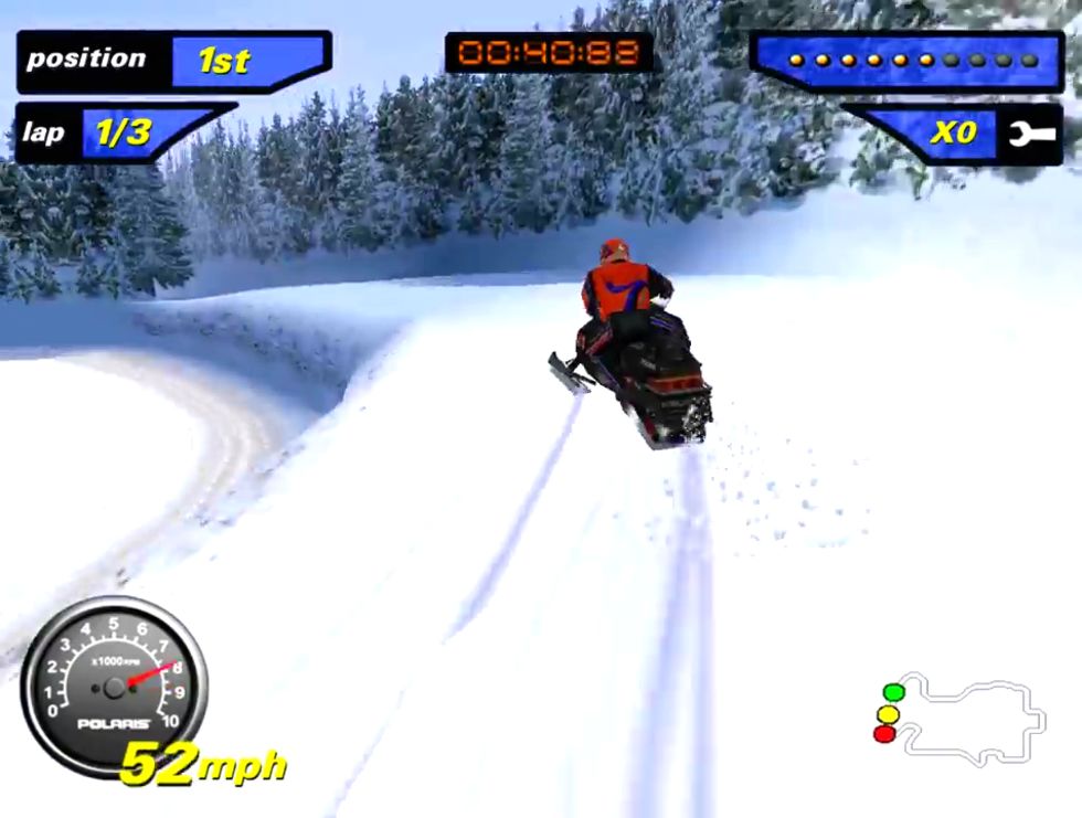 snowmobile games with a blue x