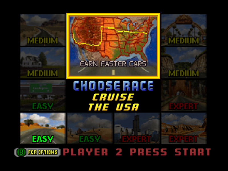 Choose a race. Nintendo 64 игры. Cruis'n USA.